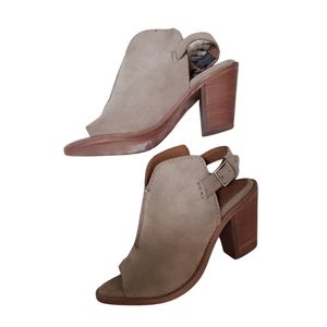 NEW Frye Courtney Sling Suede Peep Toe Bootie Shoes Country Boho Ash Size 6.5